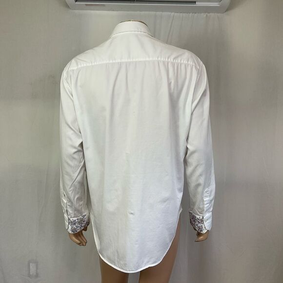 Robert Graham White Blue Floral Cotton Button Up Long Sleeve Shirt Size 2XL - Picture 4 of 13